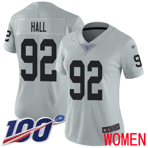 Oakland Raiders Limited Silver Women P J Hall Jersey NFL Football 92 100th Season Inverted Legend Jersey